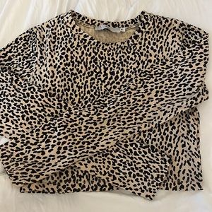 Cropped Cheetah Print Long Sleeve